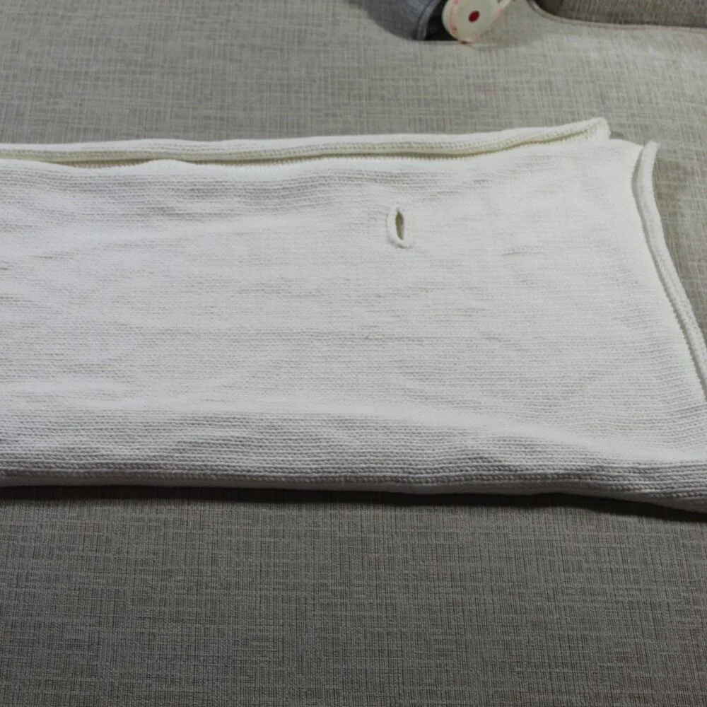 Chunky Hand Knit Cream Scarf with Giant Wooden Buttons